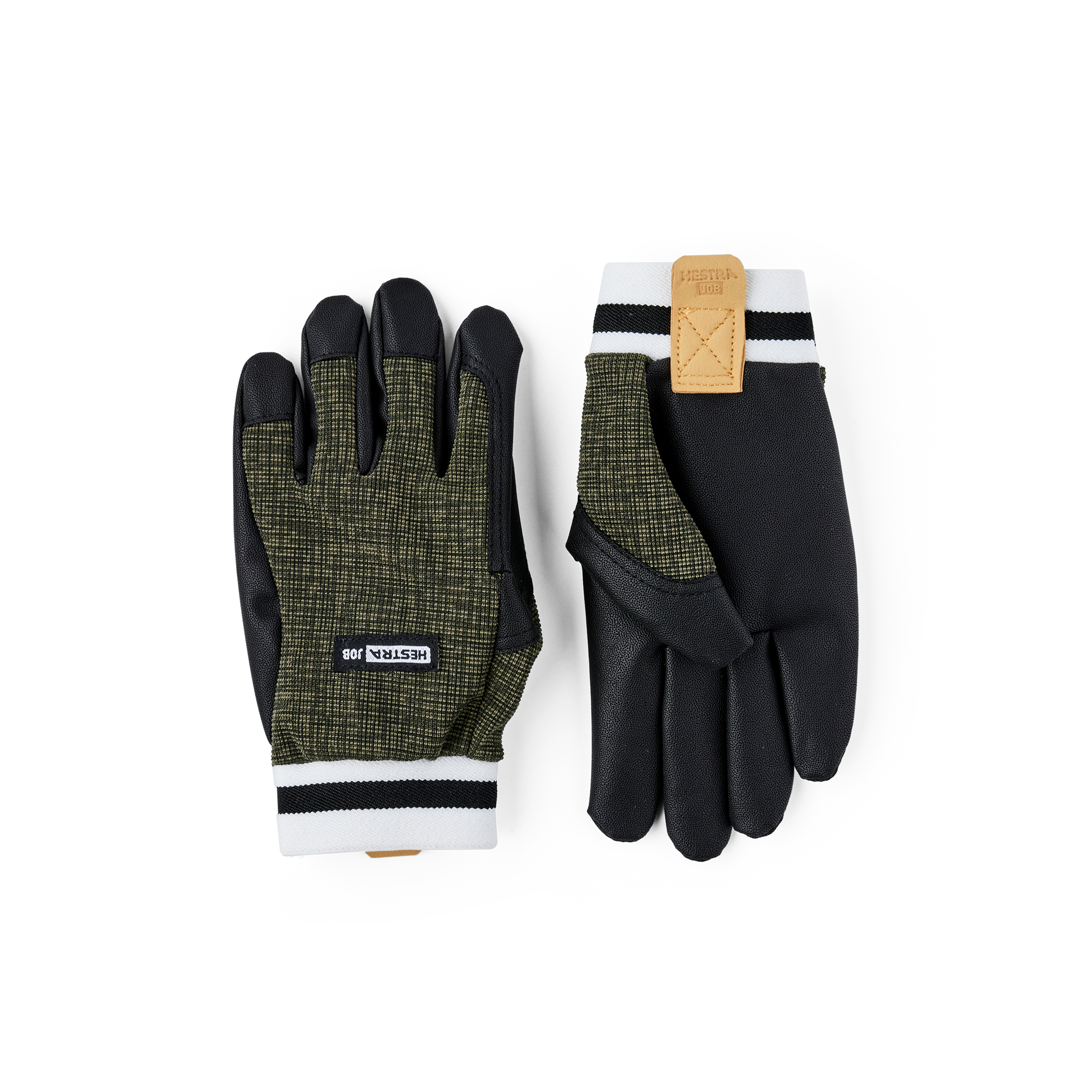 Hestra Flora Flex Junior glove in Dark green Print – front view
