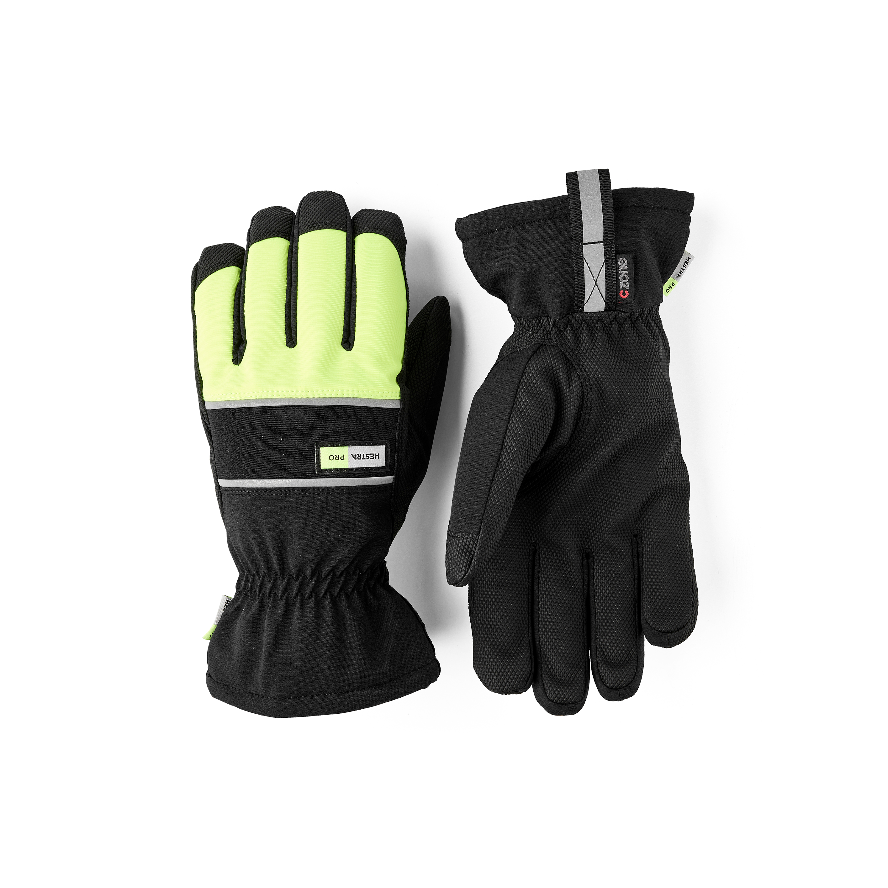 Hestra Alto CZone glove in Black/Yellow high viz – front view