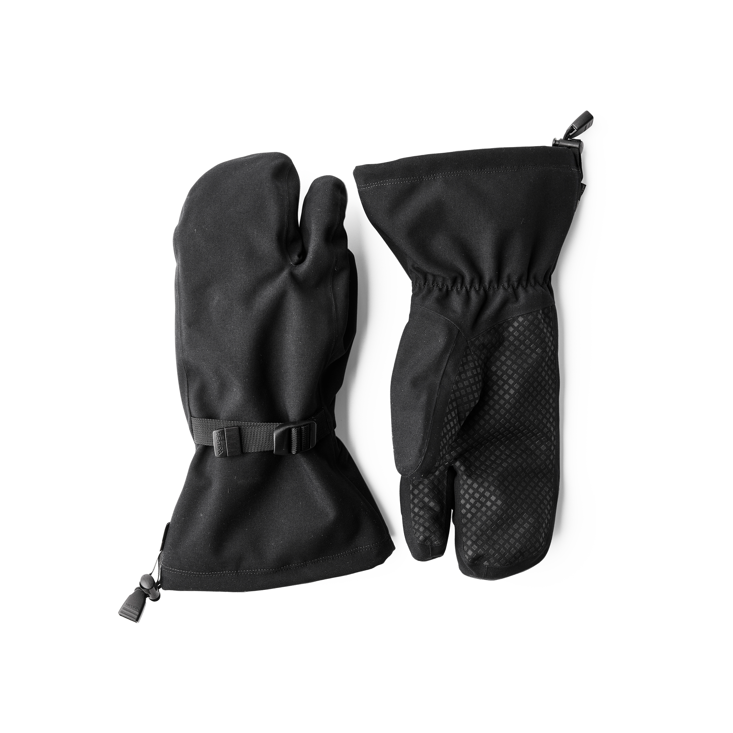 Hestra Seam Sealed Shell Overlay 3-Finger glove in Black – front view